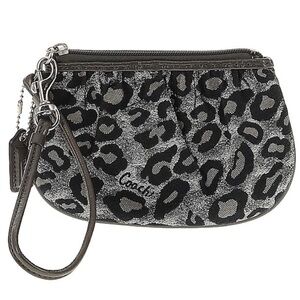 Coach Silver & Black Leopard Wristlet